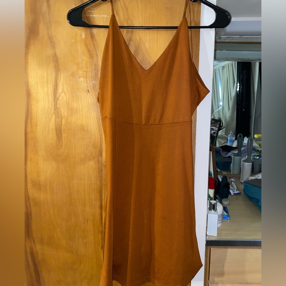 Orange dress w/ back-cross straps